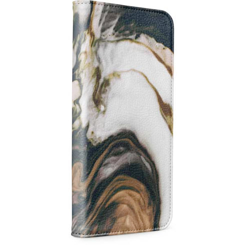 Copper and Black Marble Ink iPhone 15 Pro Folio Case